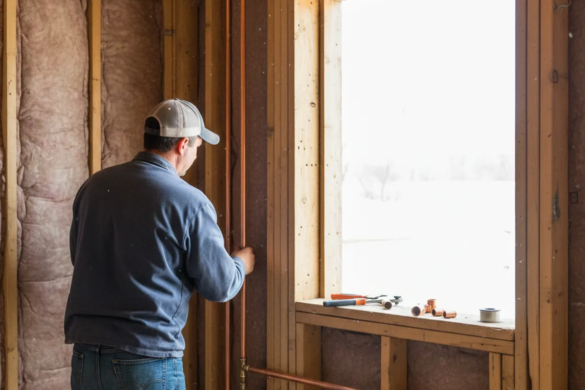 Licensed plumber running new copper supply lines in a Ponca City home