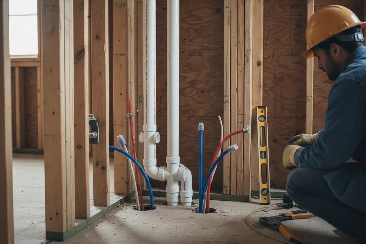 Drain and supply rough-in during Sump Pump Repair in Ponca City